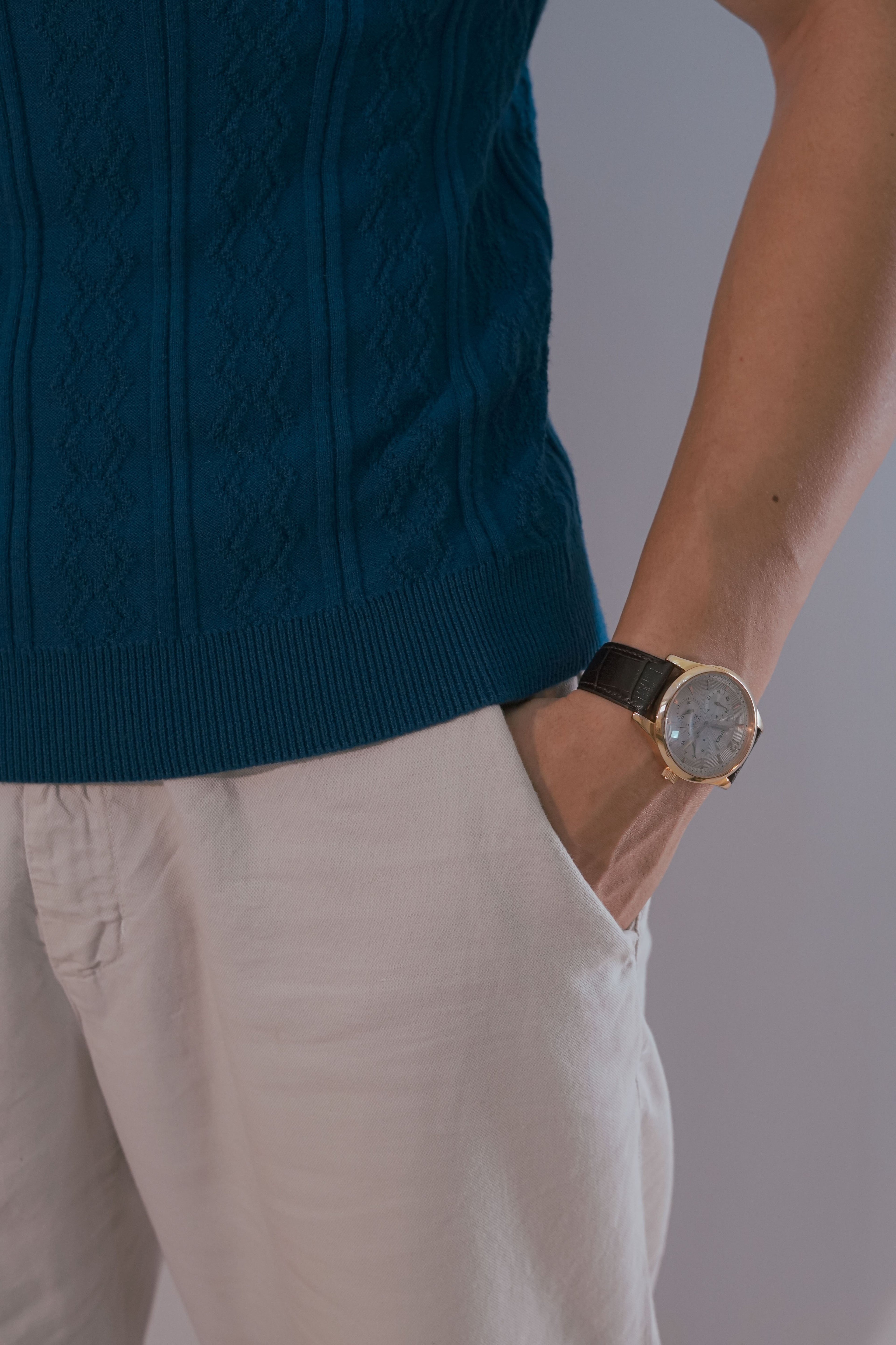 Polo à maille torsadée bleu marine